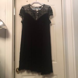 Torrid Swing Trapeze 2X Dress Black Embroidered Mesh Sweetheart Neckline